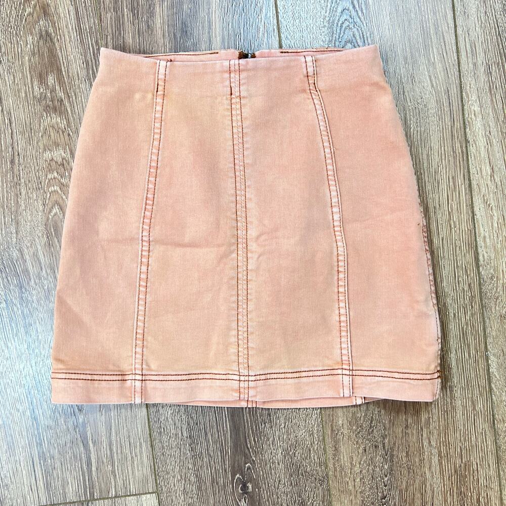 Free People Modern Femme Bodycon Pink Denim Skirt